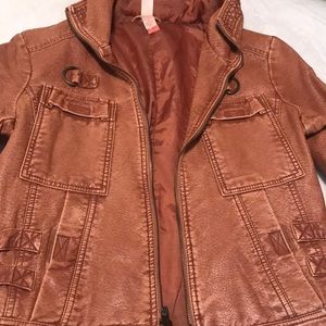 Brown Hooded Leather Jacket